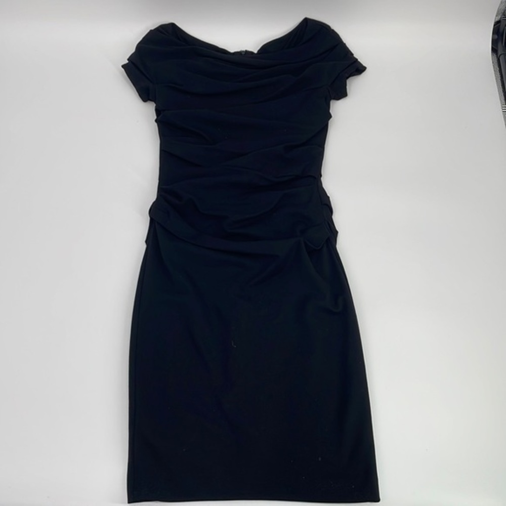 UEC Escada little black midi dress capped sleeves size 34/4
